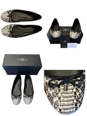 Coach leather Lola snakeskin ballet flats